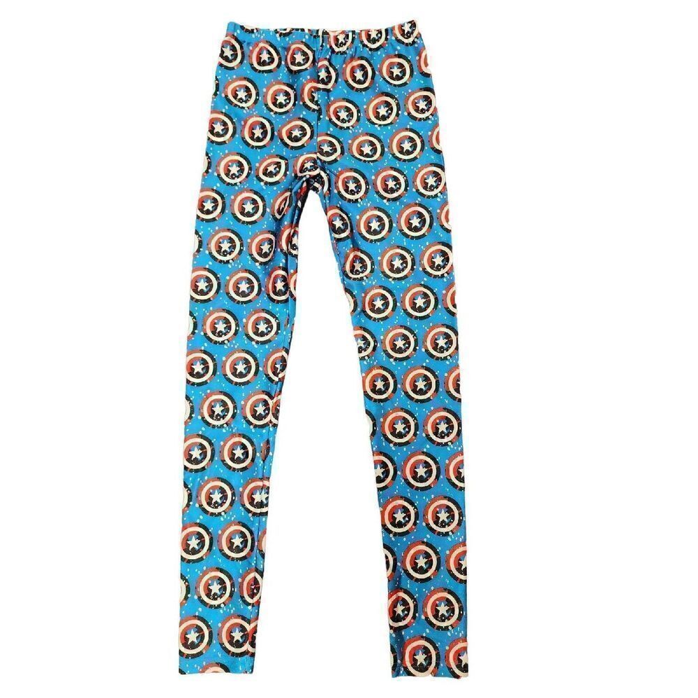 Marvel American Dream Leggings Youth Size M/L 12- 14 Captain America Shield
